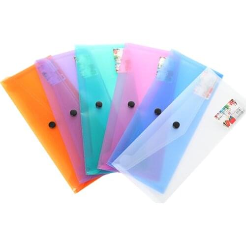 6pcs A4 Plastic Document Folder Clear Document Envelope Folder With Snap Button Durable Storage Folder Organizer Random Color