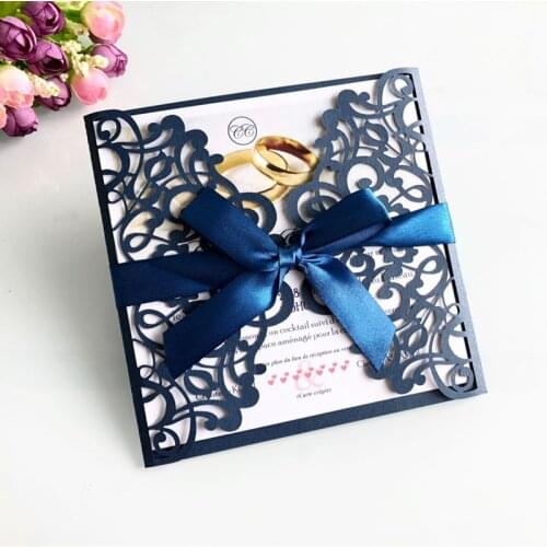 Auviderin 100pcs 15*15cm Wedding Invitation Card Laser Greeting Cards for Birthday Party