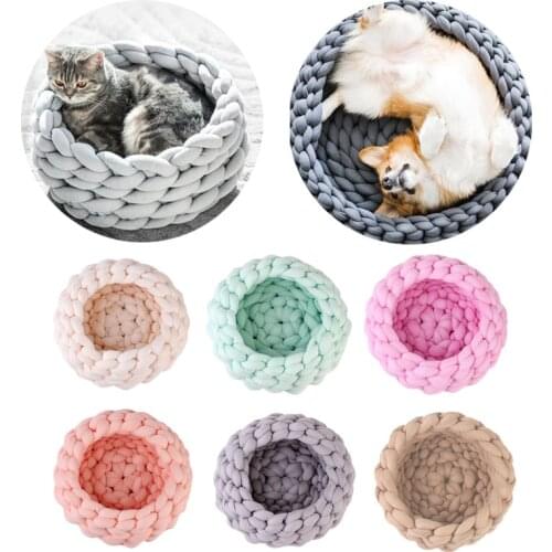 30/35/40cm Macaron Color Pet House Dog Cage Cats Bed Mats Knitting Cotton Soft Winter Warm Kennel Mats Puppy Cushion Pet Product