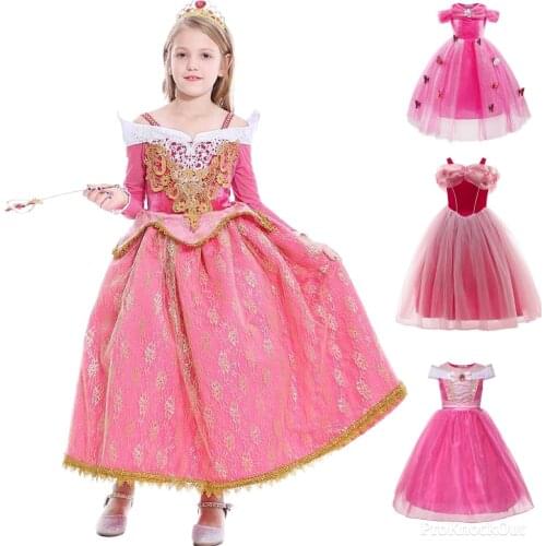 Kids Sleeping Beauty Carnival Costume Halloween Cosplay Girls Princess Dress Aurora Ball Gown Birthday Party Props Frock