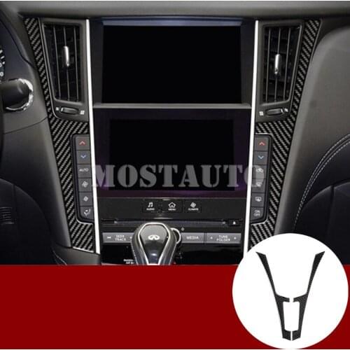 For Infiniti Q60 Coupe Carbon Fiber Inner Center Console Frame Cover 2013-2019 2pcs Car Accessories Interior Car Decor Car Trim