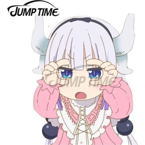 JumpTime 13 x 12.2 cm Kobayashi Cute Kanna Dragon Loli Car Stickers Vinyl Anime Graphics Scratch-proof Decoration 3D Trunk Decal