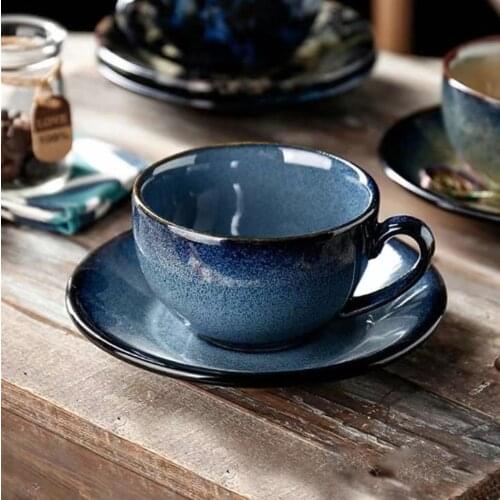 Japanese Style Bone China Coffee Cup with Saucer Set Simple Fashion Milk Mug Cafe Espresso Latte Cup Office Drinkware Gift