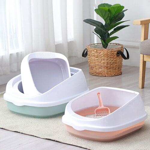 Pet cat litter box Semi-enclosed high fence detachable cat poop box cat toilet cleaning toilet household plastic sandbox supplie
