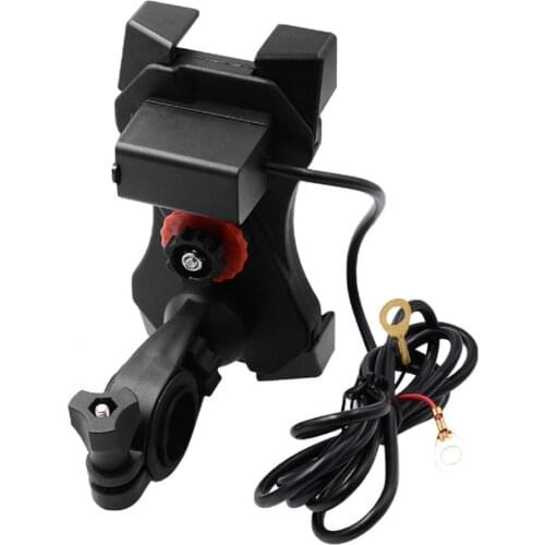 Motorcycle Handlebar Mount USB Charging Mobile Phone GPS Holder Bracket Stand