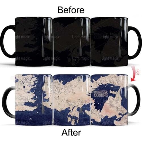 Old Map Mug 11oz Magic Color Changed Ceramic Hot Coffee Mugs Heat Sensitive Coffee Milk Mug Cup