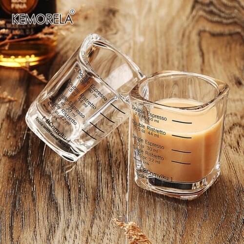 60ml Square Cup Thickened Glass Jigger Ounce Cup Graduated Measuring Cup Concentrated Espresso Expresso Coffee Cup Measure Tool