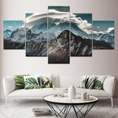 Canvas Wall Art 5 Pieces HD Printed Snow Mountains Landscape Posters Home Decorative Modern Living Room Decoration Paintings