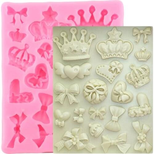 Cartoon Crown Bow Tie Silicone Molds Chocolate Fondant Mold Cupcake Topper DIY Cake Decorating Tools Candy Clay Resin Moulds
