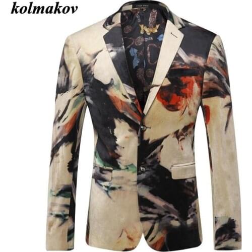 2020 New Arrival Style High Quality Fashion Boutique Single Breasted Jacket Slim Men Printing Color Coat, Mens Casual Jacket