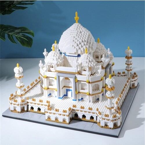 Lezi LZ8048 World Famous Architecture Model Set Taj Mahal Micro Mini Blocks Famous Ancient Buildings in India Building DIY Block