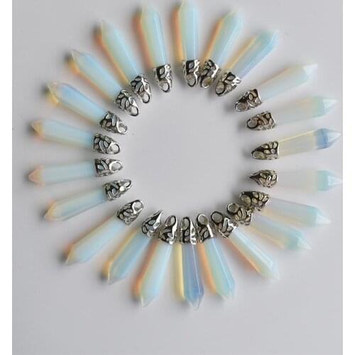 Wholesale 20pcs/lot Fashion good quality opal pillar charm pendants 10x32mm for necklaces jewelrng free shipping