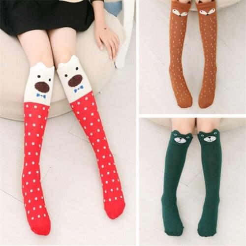 3-12 Years old 1pcs Cotton Cartoon Childrens Baby Fox Socks With Bear Knee Highs Long Cute Infantil Kids for Girls kniekousen