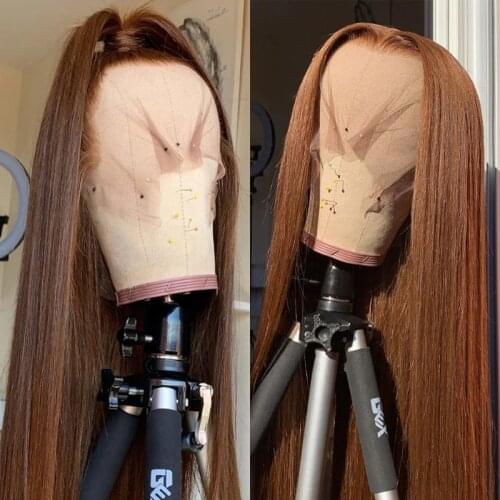 Bone Straight Brown Color Human Hair Wigs 13x6 Lace Front Wig Pre Plucked Lace Frontal Brazilian Remy Hair For Black Women