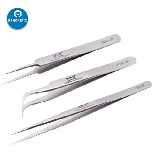 PHONEFIX 100% Brand VETUS Super Precision Stainless Steel Tweezers Mobile Phone Fingerprint Motherboard Soldering Repair Tools