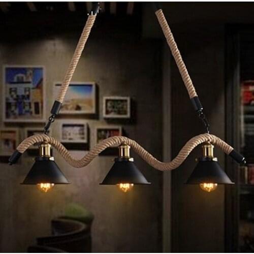 Edison Loft Style Hemp Rope Droplight Industrial Vintage Pendant Light Fixtures For Dining Room Hanging Lamp Home Lighting
