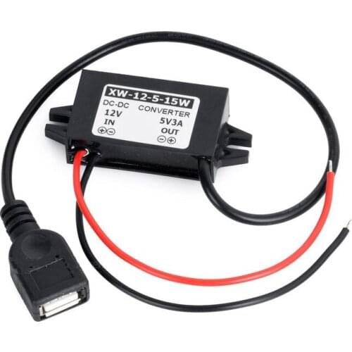 DC to DC Step Down Converter Inverter 12V to 5V 3A 15W Power Supply USB Female Port DC Power Converter Adapter Cable for Car USB