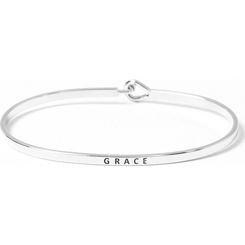 Simple GRACE Letters Bangle Fashion Jewelry Silver Rose Gold Color Cuff Bracelets & Bangles For Women Man Party Lovers' Gift