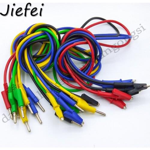 Easy Install Banana Plug To Crocodile (Dual Head) Alligator Clip 3 Tpyes Foldable Safe Probe Silicone Multicolor Test Line Cable