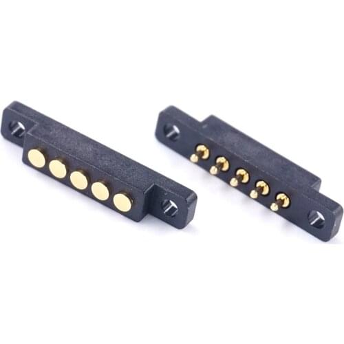 Pogo Pin Spring Pin Connector 5p 2.54 Mm Male and Female Socket with Screw Hole Installation