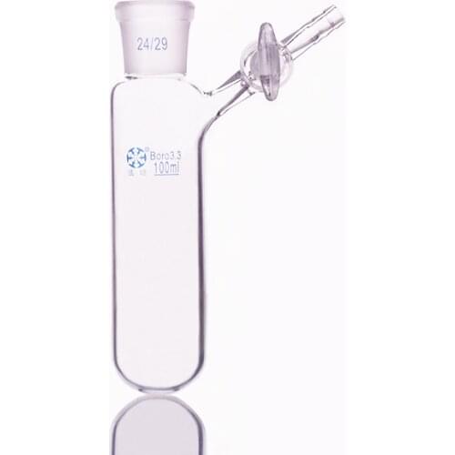 Reaction tube with glass valve and standard gr mouth,Capacity 100ml and joint 24/29,High borosilicate glass