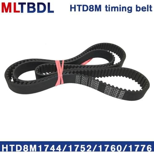 Rubber synchronous belt HTD8M 1744 1752 1760 1776 pitch=8mm arc tooth industrial transmission toothed belt width15/20/30/40