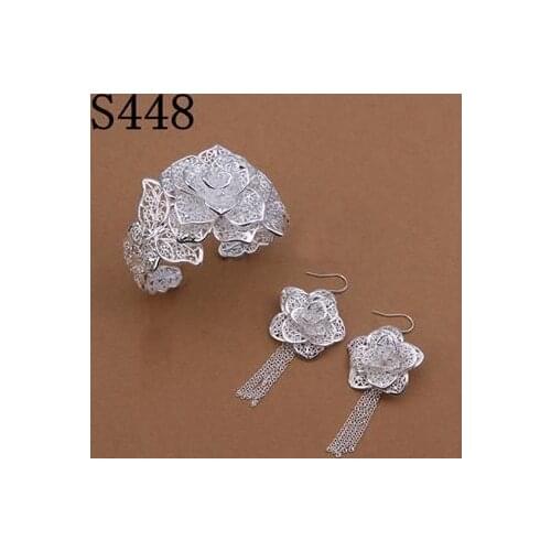 S448 Silver Color Jewelry Sets Lovely Silver 925 Jewelry Bracelet Earring /ascajjja Bduajvba