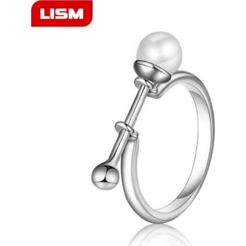 Silver Plated Rings Pearl Series Vintage Style Creative Personality For Women Female Girl Jewelry