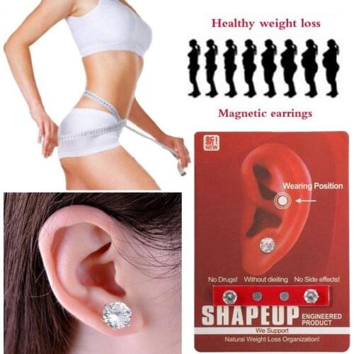 1 Pair Slimming Earrings Big Crystal Shiny Stimulate Acupoint Biomagnetic Therapy Weight Loss Stud Earring Magnet Slim Products