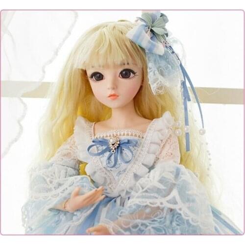 1/3 60cm BJD Doll Girl Doll Body Free Face Makeup Eyes + Dress Full Set Silicone Fashion Doll Girls Cartoon In-Stock Items
