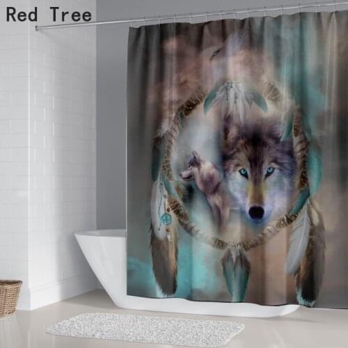 Dreamcatcher Wolf Luxury Bathroom Toilet Shower Curtain Washable Waterproof Mildewproof Curtains Drop Shipping Home Textile