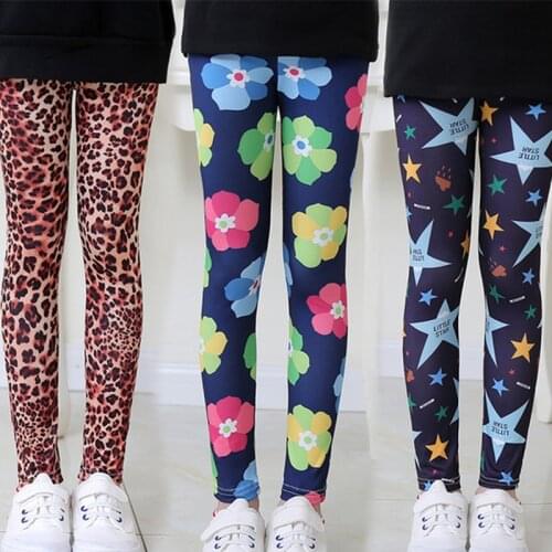 Cute Kids Girls Leggings Printing Flower Legging Infantil Para Menina Toddler Leggings 2-14y Girl Pencil Pants Kids Trousers