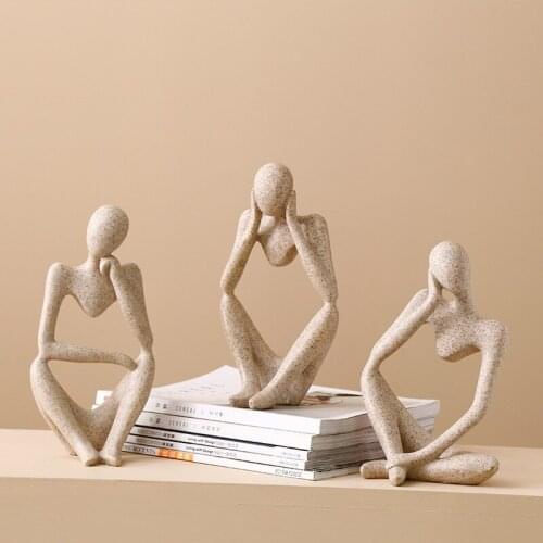 Nordic Abstract Thinker Statue Desktop Ornament Modern Art Resin Sculpture Office Home Decoration Character Figurine