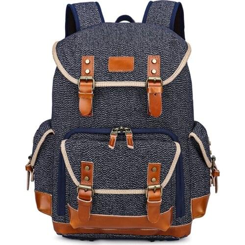 Stylish Waterproof Canvas Leather Women Camera Accessories Storage Bag Digital Photography Backpack For DSLR