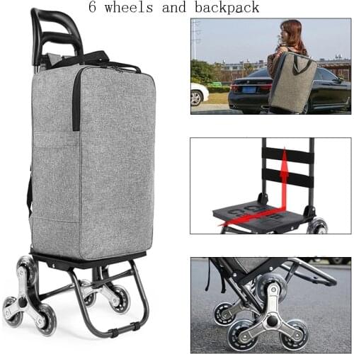 Trolley cart on Wheels Woman Market shopping cart Foldable shopping basket elderly Stairs Trailer cart handbags shopping bags