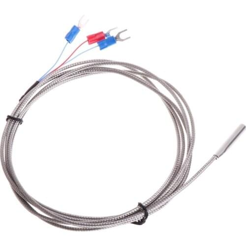 Stainless Steel RTD PT100 Temperature Sensor Thermocouple with 2m 3 Cable Wires
