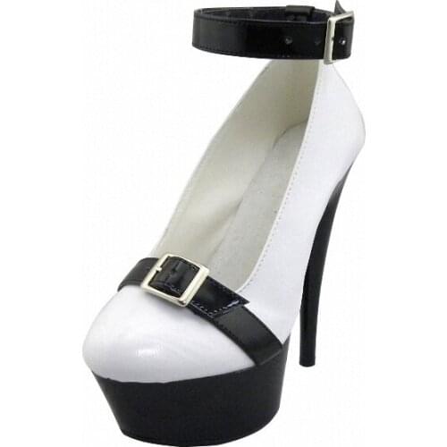 15cm High-Heeled Shoes Fashion Dress Party Shoes 6 Inch Platform Round Toe Color Block Decoration Single Shoes