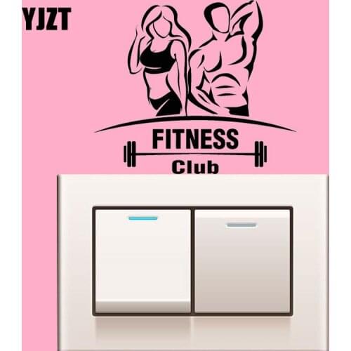 YJZT Gym Fitness Club Sport Signboard Beautiful Body Vinyl Light Switch Sticker Decor Home Wall Decal 8SS2157