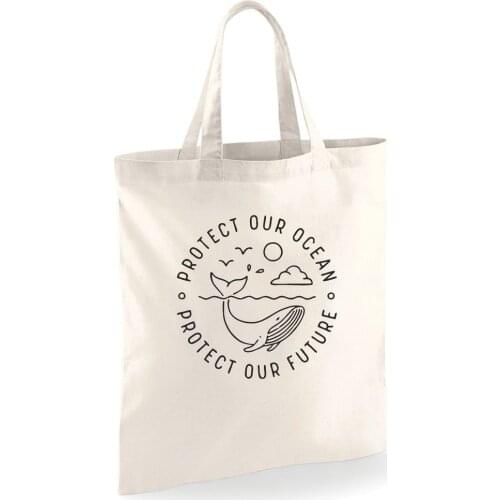 Protect Our Ocean Protect Our Future Zipper Bag Casual Fashion Clothing Gift Shoulder Tote Bag Travel Stylish Summer Handbag