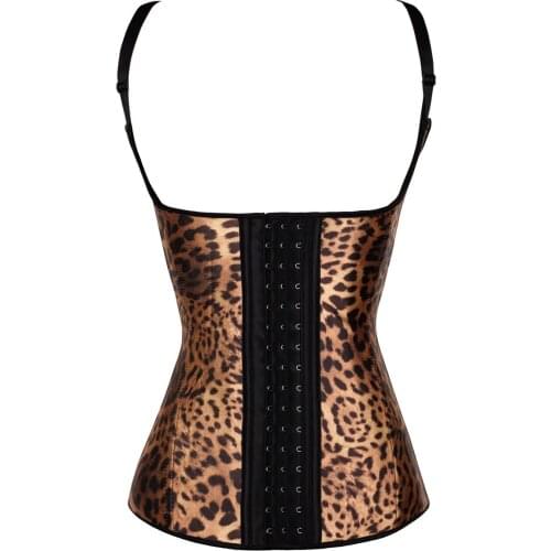 Womens Sport Corset Top Leopard Sleeveless Cincher Shapewear With Straps