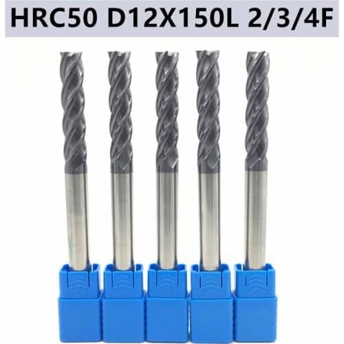 1PC HRC50 12D 150L 12MM 2F 3F 4F Carbide End Mills, Cutting Tools, Tungsten Steel Alloy CNC