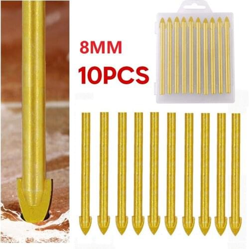 10pcs 8mm Ceramic Tile Glass Drill Bit Tungsten Carbide Spear Head Drilling Bit For Metal Plastic Tile Cement Fast Shipping New