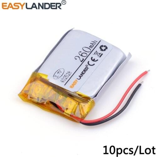 10pcs/Lot 3.7v lithium Li ion polymer rechargeable battery 402528 260MAH Bluetooth headset speakers steelmate small toys 042528