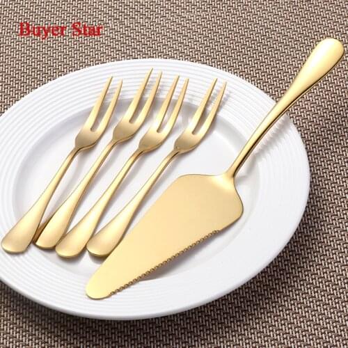 5PCS Steel Cake Shovel Cooking Tools Western Gold Cake Knife For Pie/Pizza/Cheese/Pastry Server Cake Divider Butter Knife