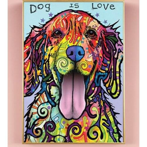 Abstract Colorful Modern Dog Pop Abstract Oil on Canvas Painting Posters and Prints Wall Art Pictures for Living Room Home Decor