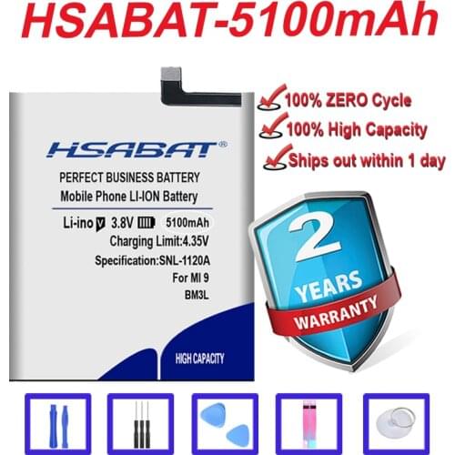 Top Brand 100% New 5100mAh for Xiaomi 9 MI9 M9 MI 9 BM3L Battery in stock
