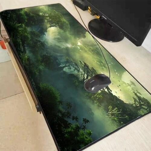 Fantasy Forest Green Landscape Tree Large Gaming Mouse Pad Computer Big Mouse Mat Lock Edge Mousepad Keyboard Desk Mat