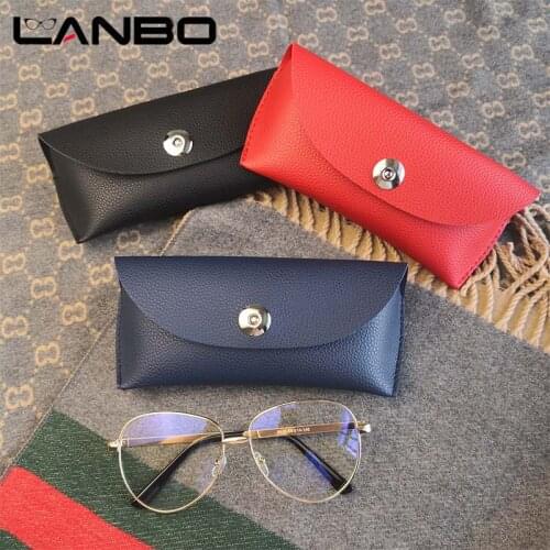 LANBO Fashion Men Women Portable Glasses Case Magnetic PU Leather Fold-able Glasses Box For Eyeglass oversize Sunglasses