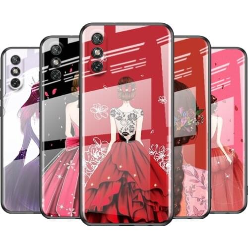 Tempered Glass Cover Beautys Headdress For Huawei Y6 Y7 Y9 Y5P Y6P Y8S Y8P Y9A P Smart Z 2019 2020 2021 Phone Case