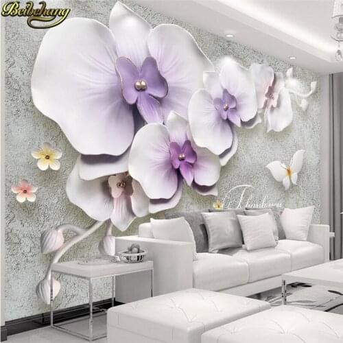 Beibehang papel de parede 3d Custom Phalaenopsis Photo mural Wallpaper for wall Vintage Living Room Bedside Decor 3D wall paper